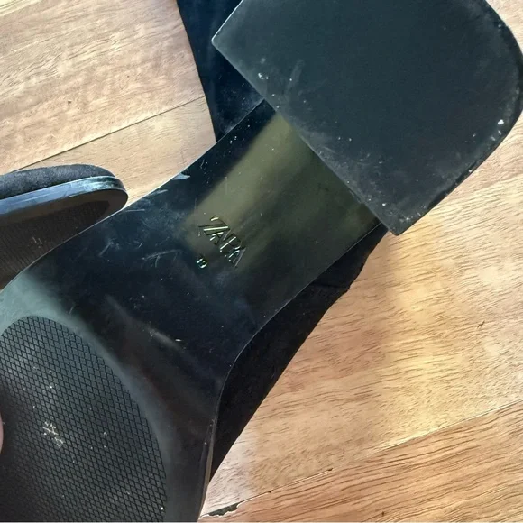 Zara Thigh High suede stacked heel boots - Picture 11 of 13
